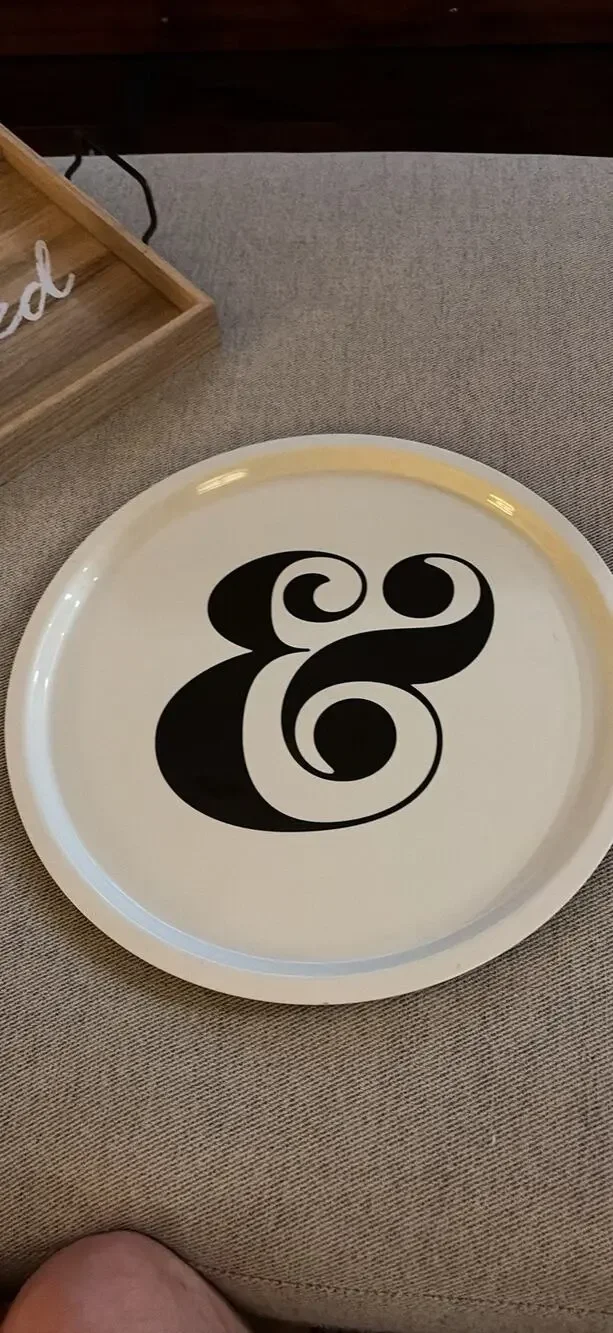 Kate Spade New York Ampersand Black & White Large Round Metal Serving Tray 17.5